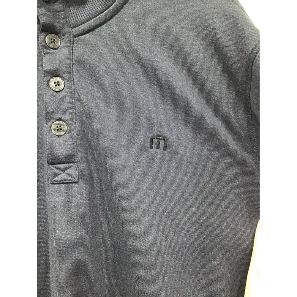 TravisMathew Wall Mock Neck Henley Pullover Sweater XL Navy Golf Athleisure Work - Picture 3 of 7
